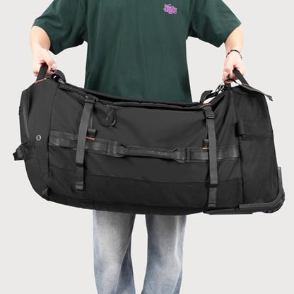 29" 86L Foldable Wheeled Duffle Bag, Waterproof Travel Rolling Backpack with Quilted Bottom, Black - color: Black
