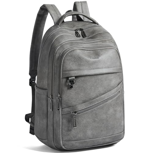 LATMAP Backpack for Women Men - Vegan Leather Backpack Purse Travel Carry-on Bag College Bookbag Work fits 16.5" Laptop,DimGray - color: Dimgray