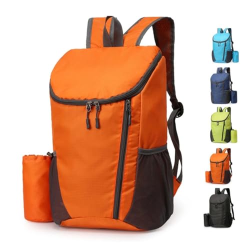 Portable Foldable Backpack Folding Mountaineering Bag, Ultralight Outdoor Cycling Rucksack, Travel Hiking Knapsack (Orange) - color: Orange