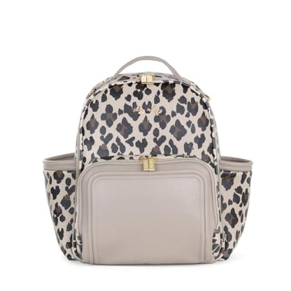 Itzy Ritzy Mini Diaper Bag Backpack – Chic, Compact Mini Plus Backpack with Changing Pad, 10 Pockets (6 Internal, 4 External), Grab-Top Handle & Rubber Feet (Leopard) - color: Leopard