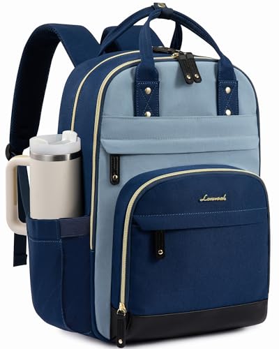 LOVEVOOK Laptop Backpack Women with Giant Tumbler Holder,15.6 inch Work Travel Backpack Computer Laptop Bag,Cute College Nurse Teacher Backpack Purse,Gift for Women & Men,Indigo blue-Mint green-Indigo - color: Indigo Blue-mint Green-indigo, size: 15.6-Cup