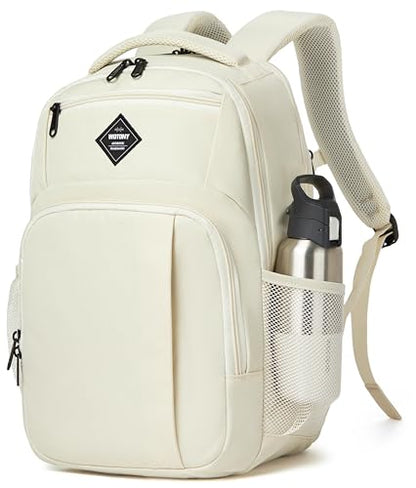 Wotony Laptop Backpack 15.6 inch Women Men Business Travel Backpack,Work College,Casual Daypack Travel Essentials (beige, 15.6Inch) - color: Beige, size: 15.6Inch