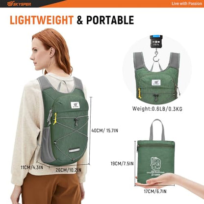SKYSPER Foldable Hiking Backpack 10L/15L Small Lightweight Travel Daypack - color: Green, size: 10 liters