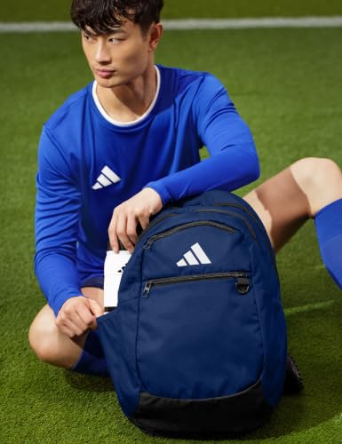 adidas Striker 3 Team Sports Backpack – Daypack for Sports Gym Travel, 36L, Navy Blue, OSFA - color: Navy Blue