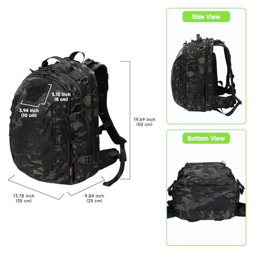EXCELLENT ELITE SPANKER 40L Tactical Military Backpack for Men and Women Large Rucksack Assault Pack Bag for Outdoor Camping, Hiking,Travel Backpacking(Multicam Black) - color: Multicam Black