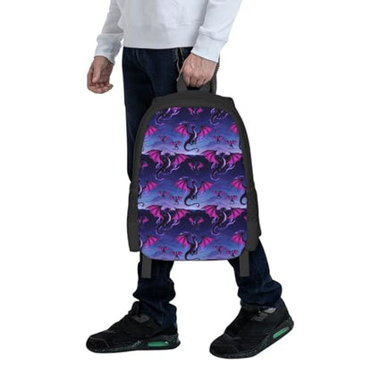 Ergonomic Padded Backpack Dragon Cartoon, Anti Theft Spacious Travel Daypack Sturdy Polyester Bag for Commute Gym Outdoor Leisure Use - color: Design (905)