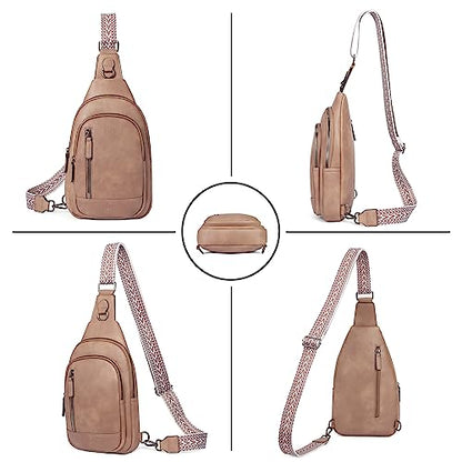 CLUCI Crossbody Bags for Women Men,Leather Sling Bag Cross Body Backpack for Woman Gifts for Women Birthday Unique - color: 1 Light Brown