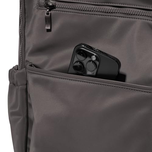 Baggallini Tribeca Expandable Laptop Backpack - 15"x11" Lightweight RFID Computer Bag for Work & Travel with Luggage Sleeve - color: Smoke Twill
