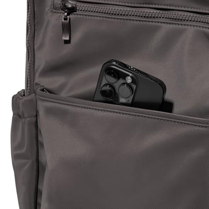 Baggallini Tribeca Expandable Laptop Backpack - 15"x11" Lightweight RFID Computer Bag for Work & Travel with Luggage Sleeve - color: Smoke Twill