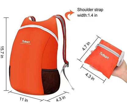 Ultra Lightweight Packable Water Resistant Backpack for Travel Camping Outdoor Hiking Daypack - color: Orange