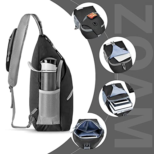 ZOMAKE Sling Bag,Small Crossbody Sling Backpack,Water Resistant Shoulder Daypack for Travel,Anti Thief Chest Bag for Hiking(Black(New)) - color: Black(new)