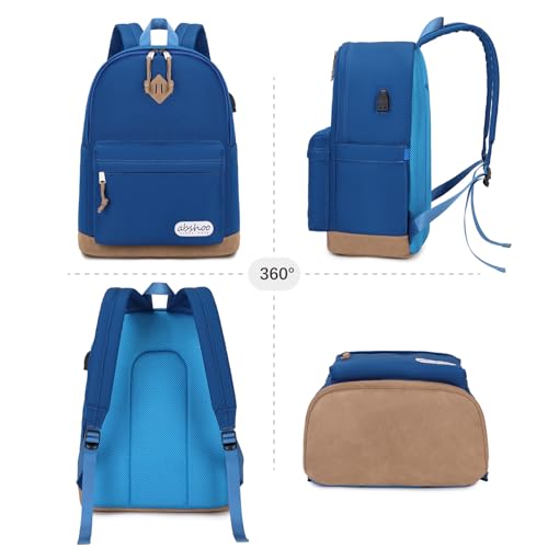 abshoo Basic Students Backpack For School Middle High School Water Resistant College Bookbag Travel Daypack (Klein Blue) - color: Klein Blue