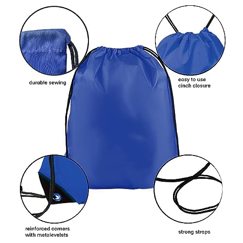 Drawstring Backpack Bulk 20 Pcs Draw String Backpack Bags DIY Gym Sports Traveling Yoga Cinch Bag Sackpack Drawstring (Royal Blue bluenoya) - color: Royalblue
