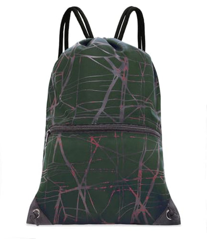 HOLYLUCK Drawstring Backpack Bag Sport Gym Sackpack - color: Metallic-black