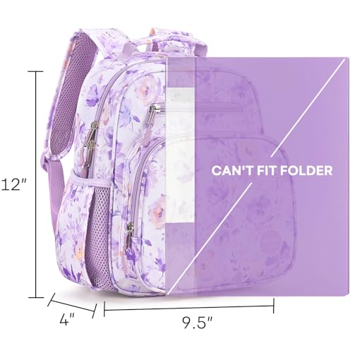 mibasies Toddler Backpacks for Girls 2-4: Little Kid Bookbag for Preschool Prek Daycare Purple Flower - color: Purple Flower, style: Toddler-12"h(not Fit Folder)