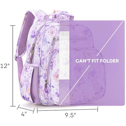 mibasies Toddler Backpacks for Girls 2-4: Little Kid Bookbag for Preschool Prek Daycare Purple Flower - color: Purple Flower, style: Toddler-12"h(not Fit Folder)
