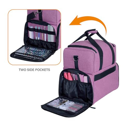 Large Makeup Cosmetic Bag with 3 Removable Case and 2 Removable Dividers Double Layer Travel Storage Organizer, Makeup Brushes Storage Section Purple - color: Purple