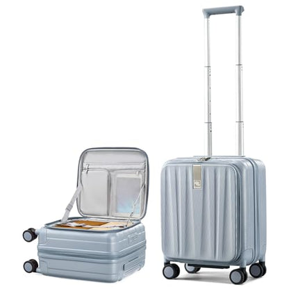 Hanke Top Opening Carry-On - Expandable 16 Inch Airline Approved Spinner | Easy-access top opening,360° spinner wheels,lightweight expandable hardshell, fits overhead bins,for overnight business trips - color: Grey, size: 16 Inch Expandable