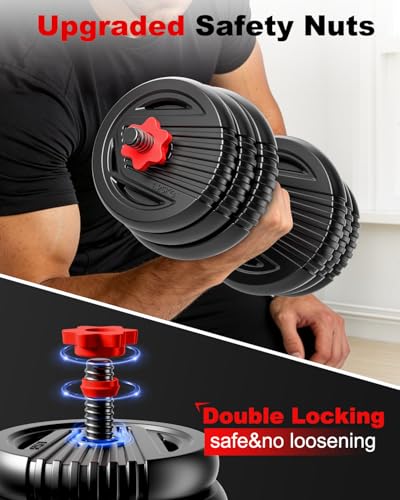 Adjustable Dumbbells, 20/30/45/70/90lbs Free Weight Set with Connector,5 in1 Dumbbells Set Used as Barbell,Kettlebells,Push up Stand,Fitness Exercises for Home Gym Suitable Men/Women - style: 30LB(15LB Pair)
