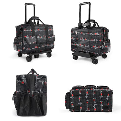 Gatycallaty Nurse Rolling Medical Duffle Bag Work Nursing Clinical Home Health Cna Nr Gift Carry On Bag Wheel Doctor Emt Ems Healthcare (black and white) - color: black and white