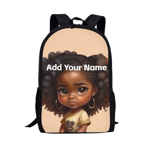African Black Girls Backpacks Ages 6-8/8-10 Personalized Bookbag for Kids 3Rd Grade/4Th Grade Magic School Bag Custom Name Book Bag - color: African Black Girl-16