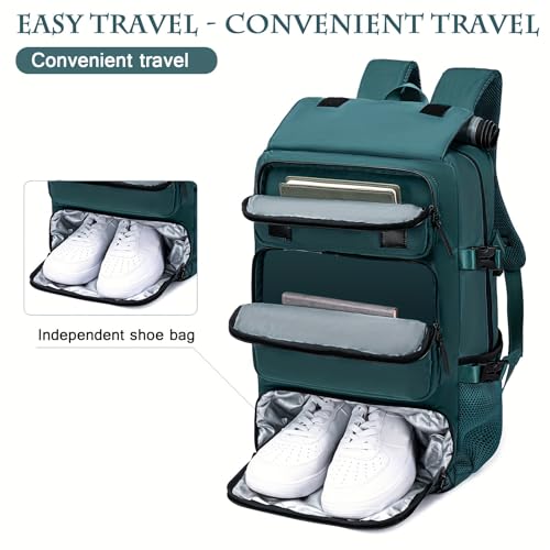 Travel BackpackWaterResistant Large LaptopBackpack with Shoe CompartmentMulti-Pocket Carry On Backpack for Business Work Trip - color: Blue