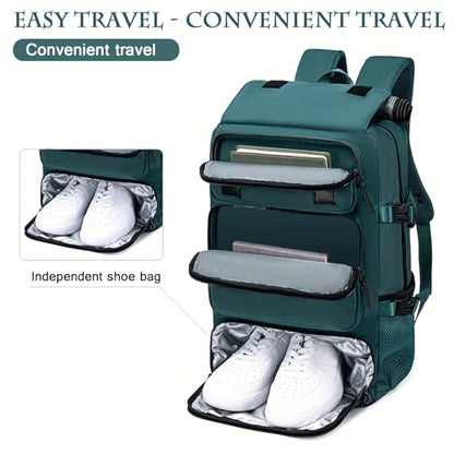 Travel BackpackWaterResistant Large LaptopBackpack with Shoe CompartmentMulti-Pocket Carry On Backpack for Business Work Trip - color: Blue