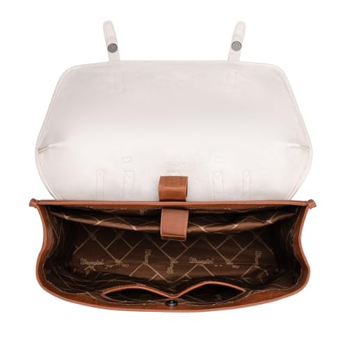 Wrangler Laptop Bag for Women Messenger Bag Briefcase Computer Backpack Convertible Satchel Bag - color: Beige & Brown, size: 15.6 inch