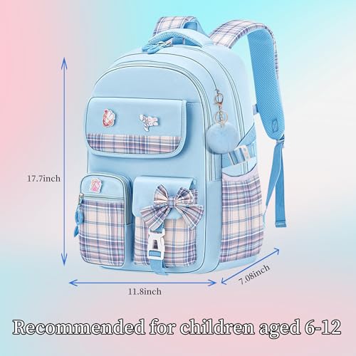 Girls Backpack Kids Backpack for Girls School Kawaii Bookbag Book Bag for Elementary Primary School - color: Blue-gz