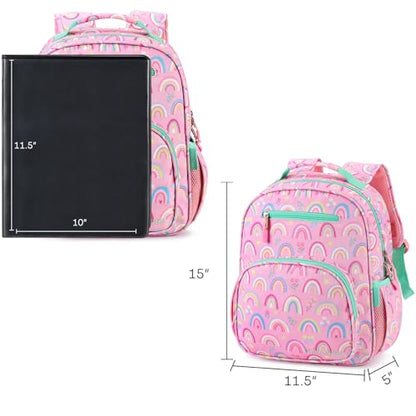 mibasies Girls Backpack 5-8: Lightweight Kids Backpacks for Girls - Girl Bookbag for Elementary School - Rainbow Pink - color: Rainbow, style: Kids-15"h