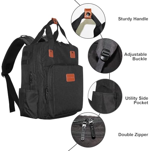 Barber Organizer Backpack for Clippers and Supplies, Water-Resistant Hairstylist Travel Bag with Adjustable Dividers, Cosmetology Bag with 3 Compartments, Fits 15-Inch Laptop
