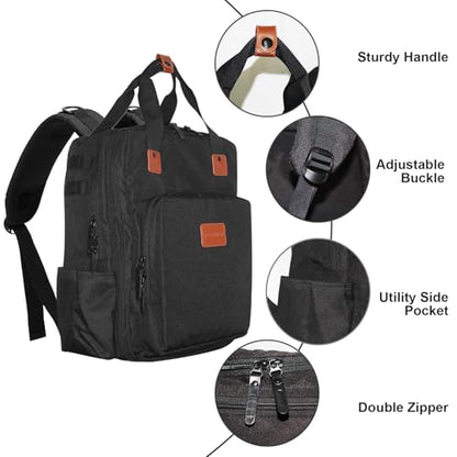 Barber Organizer Backpack for Clippers and Supplies, Water-Resistant Hairstylist Travel Bag with Adjustable Dividers, Cosmetology Bag with 3 Compartments, Fits 15-Inch Laptop