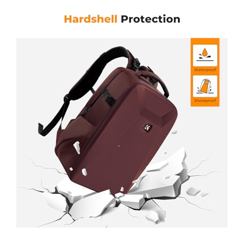 K&F CONCEPT Camera Backpack,Hardshell Photography DSLR Camera Bag with 15-15.6 Inch Laptop Compartment Hard Shell Camera Case Compatible with Canon/Nikon/Sony/DJI Mavic Drone - color: Red