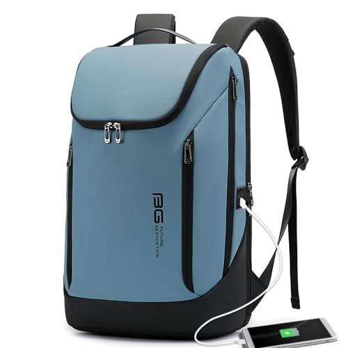BANGE Business Smart Backpack Waterproof fit 15.6 Inch Laptop Backpack with USB Charging Port,Travel Durable Backpack - color: Light Blue