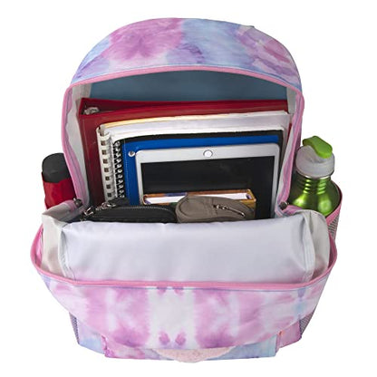 Trail maker 17” Kids Character School Backpacks Plush for Girls with Side Pockets, Padded Straps - color: Plush Tyedye Heart