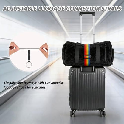 2Pcs Multi Use Strong Luggage Connector Straps for Suitcases - color: Black