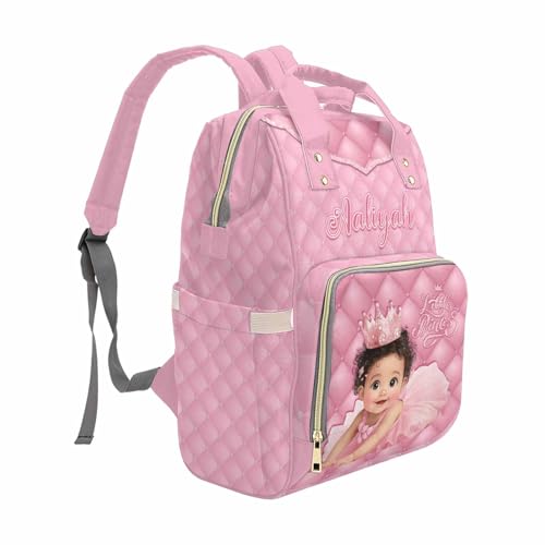 Newcos Custom Baby Girls Diaper Bag Backpack for Mom, Personalized Pink Mommy Diapers Nursing Bag with Name Water Bottle Customized Diaper Bag for Girls Daypack Travel Bag for Women Men Travel - color: Patten 23
