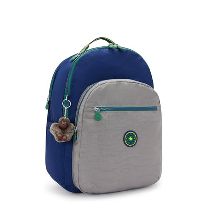 Kipling Women's Seoul Extra Large 17" Laptop Backpack, Durable, Roomy with Padded Shoulder Straps, Built-In Protective Sleeve - color: Cement Blue Cbm, size: 13.5''L x 17.75''H x 9''D