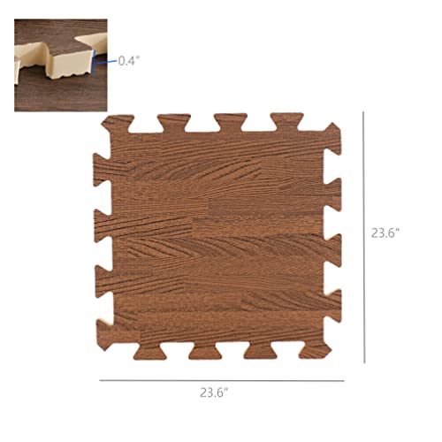 FixtureDisplays® Interlocking Exercise Mat, 1/2 Inch, 24x24 Inch Dark Wood Grain EVA Foam Floor Tiles – for Home Gym, Fitness Equipment Mat, Kids Play Mat, 25-Packs (100 Sq Ft) 119950NEW-NF