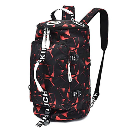 GGOV Gym Sport Bag Backpack Duffle Bag Weekender Bag Waterproof Travel Sling Bag Casual Daypack for Men and Women - color: Red