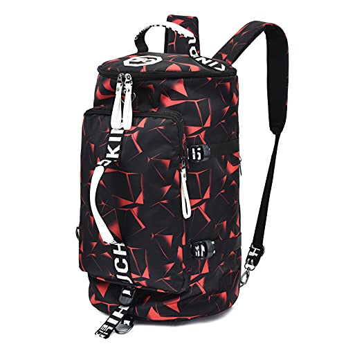GGOV Gym Sport Bag Backpack Duffle Bag Weekender Bag Waterproof Travel Sling Bag Casual Daypack for Men and Women - color: Red