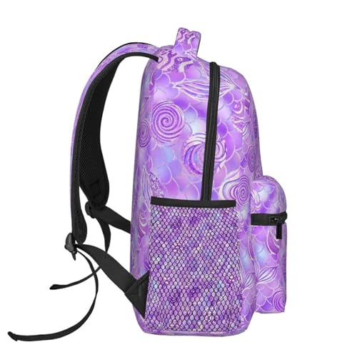 Commuter Laptop Backpack Purple Mermaid Scales, Lightweight Water Resistant Daypack with Inner Pocket for Work, Office - color: Pattern (267)