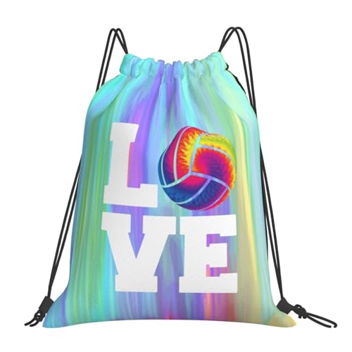 Love Volleyball Unisex Drawstring Backpack Bag Sport Gym Travel Swim Sackpack - color: Love Volleyball5