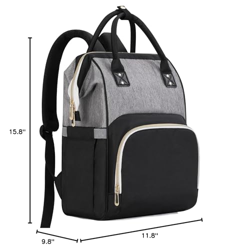 Femuar Diaper Bag Backpack Multifunction Maternity Nappy Baby Bag for Girls & Boys Large Capacity Travel Diaper Bags Black Gray - color: Black Gray