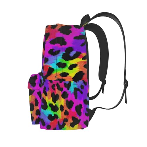 cfpolar 17 Inch Backpack Rainbow Leopard Animal Laptop Bag Shoulder Bag School Bookbag Casual Daypack For Boys Girls,A-14 - color: D-14