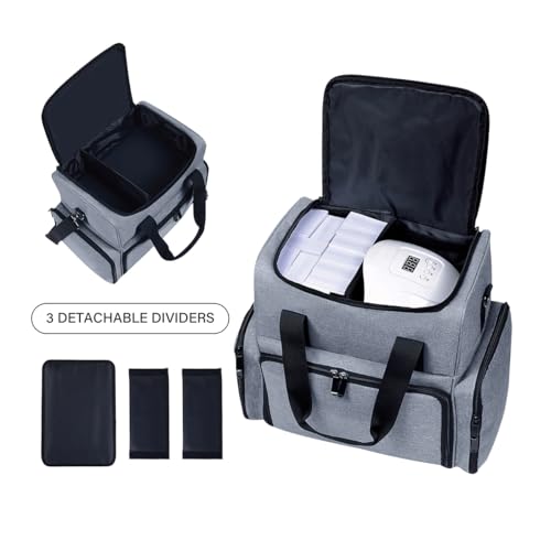 Large Makeup Cosmetic Bag with 3 Removable Case and 2 Removable Dividers Double Layer Travel Storage Organizer, Makeup Brushes Storage Section Grey - color: Grey