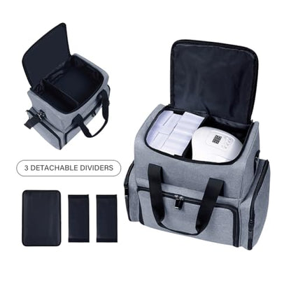 Large Makeup Cosmetic Bag with 3 Removable Case and 2 Removable Dividers Double Layer Travel Storage Organizer, Makeup Brushes Storage Section Grey - color: Grey