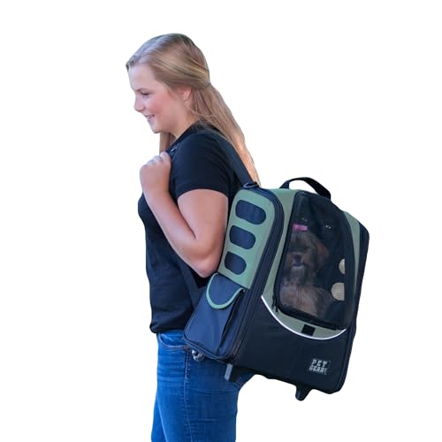 Pet Gear I-GO2 Roller Backpack, Travel Carrier, Car Seat for Cats/Dogs, Mesh Ventilation, Included Tether, Telescoping Handle, Storage Pouch, 2 Models, Available 12 Colors