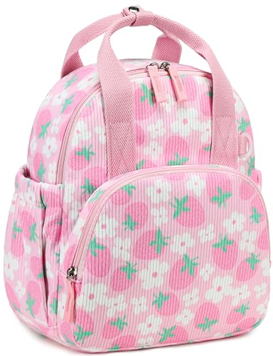 Bluboon Toddler Backpack for Girls Boys 2-4 Cute 12" Preschool Kindergarten Backpacks Kids Daycare Bags School Travel (Pink Strawberry Flower - Pink, Age 2-4 (12" H not Fit A4 Folder)) - color: Pink Strawberry Flower - Pink, size: Age 2-4 (12" H not Fit A