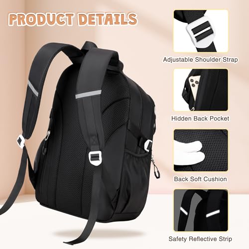 DIGOBAY 3PCS Girls Backpack for School, Kids Backpack for Girls with Lunch Box Pencil Case Set for Teen Girl Elementary Primary Middle High College School Bookbag with Cute Pins (Black) - color: Black